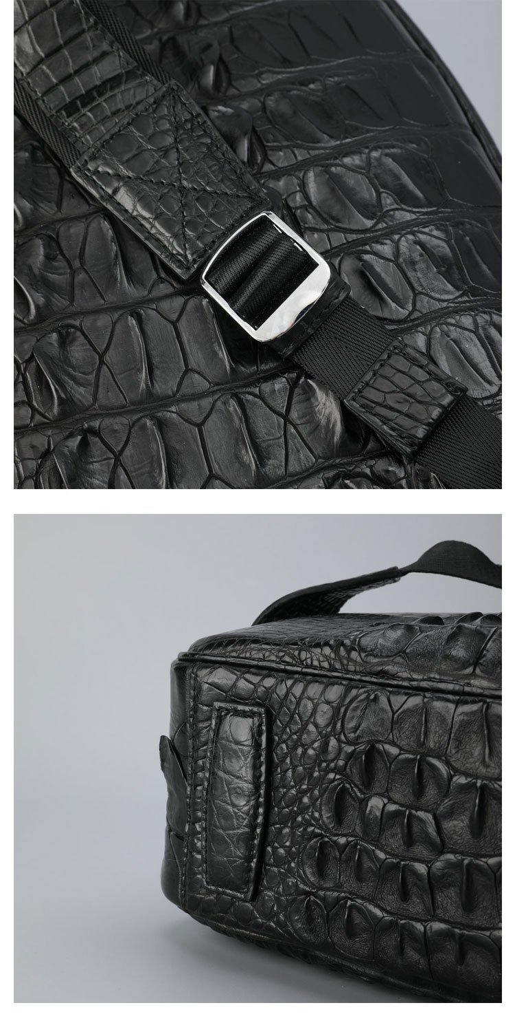 Whatna ワニ革 ビジネスバッグメンズ バッグ 手提げ・リュックの2WAY クロコダイル革 厚手本革 A4 15.6インチpc収納可 大容量 盗難防止 旅行 出張用 通勤 通学 就活 面接 バッグ かばん 男性用 ブラウン 黒(1070)-8