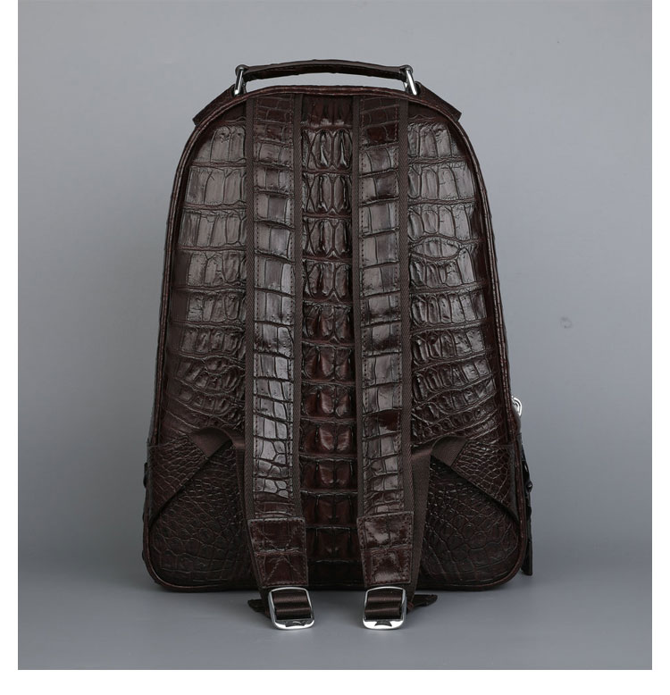 Whatna ワニ革 ビジネスバッグメンズ バッグ 手提げ・リュックの2WAY クロコダイル革 厚手本革 A4 15.6インチpc収納可 大容量 盗難防止 旅行 出張用 通勤 通学 就活 面接 バッグ かばん 男性用 ブラウン 黒(1070)-3