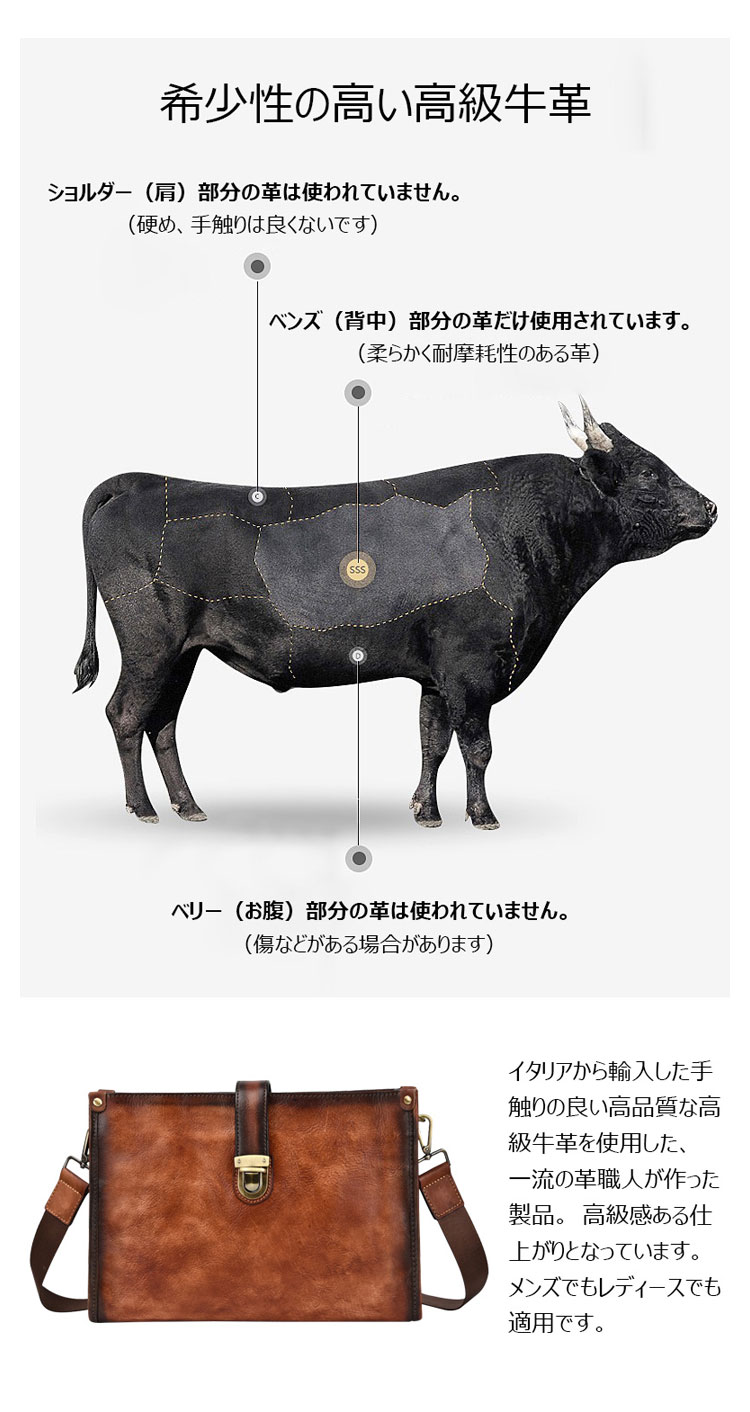 Whatna 2way 天然 牛 革 セカンド バッグ メンズバッグ [クラッチ ショルダー 肩掛け 結婚式 バッグ]  イタリア 厚 手 本 革 A4 大きめ 手持ちバッグ ビジネス フォーマル 冠婚葬祭 バッグ 紳士用 男性用 黒 ブラウン（8091）-10