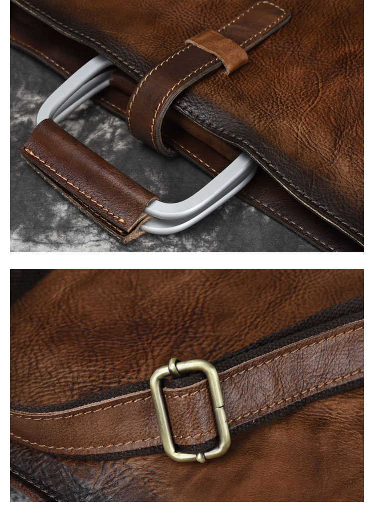 Whatna 2way 天然 牛 革 セカンド バッグ メンズバッグ [クラッチ ショルダー 肩掛け 結婚式 バッグ]  イタリア 厚 手 本 革 A4 15.6インチPC 大きめ ビジネス フォーマル 冠婚葬祭 バッグ 紳士用 男性用 ブラウン（8090）-9