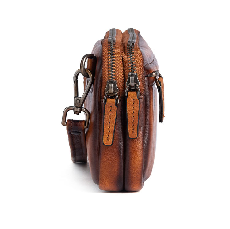 Whatna 2way 天然 牛革 ミニセカンドバッグ メンズ クラッチ バッグ小きめ本革 防水 耐磨耗 2室仕切 結婚式 披露宴 バッグ カジュアルフォーマル ビジネス 冠婚葬祭 バッグ 男性用 紳士用 ブラウン31115-3