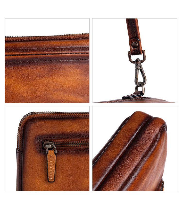 Whatna 2way 天然 牛革 ミニセカンドバッグ メンズ クラッチ バッグ小きめ本革 防水 耐磨耗 2室仕切 結婚式 披露宴 バッグ カジュアルフォーマル ビジネス 冠婚葬祭 バッグ 男性用 紳士用 ブラウン31115-6