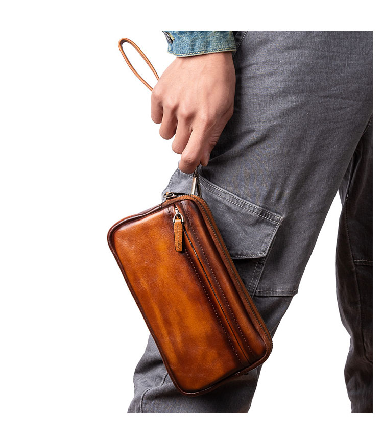 Whatna 2way 天然 牛革 ミニセカンドバッグ メンズ クラッチ バッグ小きめ本革 防水 耐磨耗 2室仕切 結婚式 披露宴 バッグ カジュアルフォーマル ビジネス 冠婚葬祭 バッグ 男性用 紳士用 ブラウン31115-7