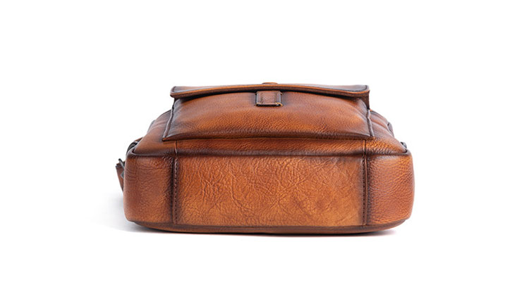 Whatna アンティーク風合い鞣し天然牛革 ショルダーバッグ メンズ 2way 斜め掛け 手提げ 厚手 本革 レザー小さめ メッセンジャーバッグ 通学 通勤バッグ 軽量 実用 自転車かばん プレゼント男性 黒 ブラウン-5