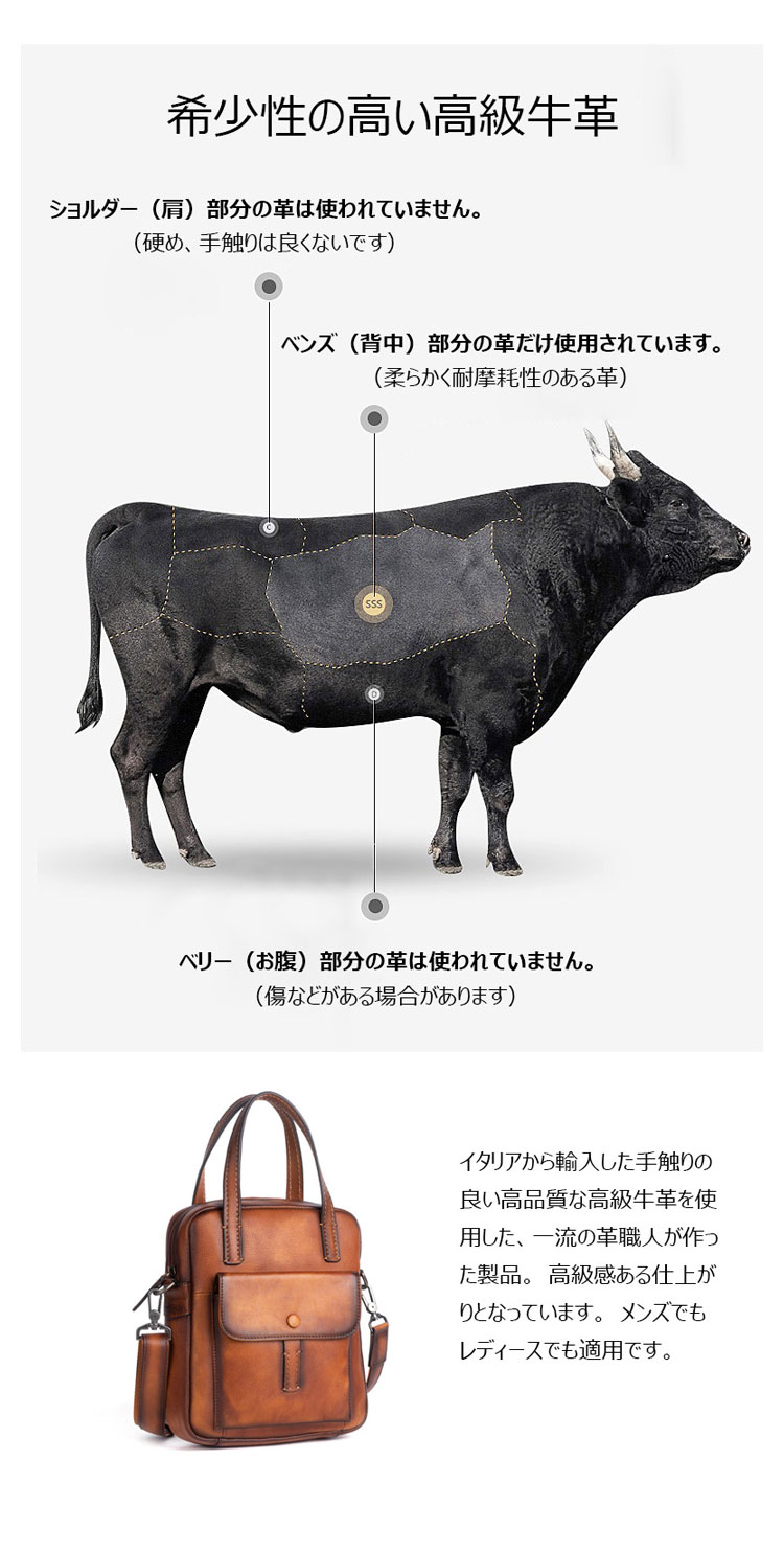 Whatna アンティーク風合い鞣し天然牛革 ショルダーバッグ メンズ 2way 斜め掛け 手提げ 厚手 本革 レザー小さめ メッセンジャーバッグ 通学 通勤バッグ 軽量 実用 自転車かばん プレゼント男性 黒 ブラウン-11