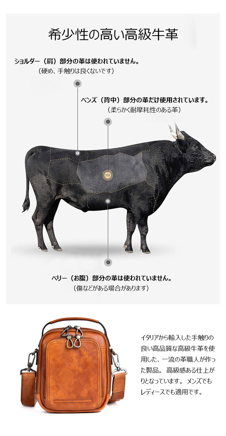 Whatna アンティーク風合い鞣し天然牛革 ショルダーバッグ メンズ 2way 斜め掛け 手提げ バッグ カードポケット×2 縦型 本革 レザー小さめ メッセンジャーバッグ 通学 通勤バッグ 軽量 実用 自転車かばん プレゼント男性 黒 ブラウン-10