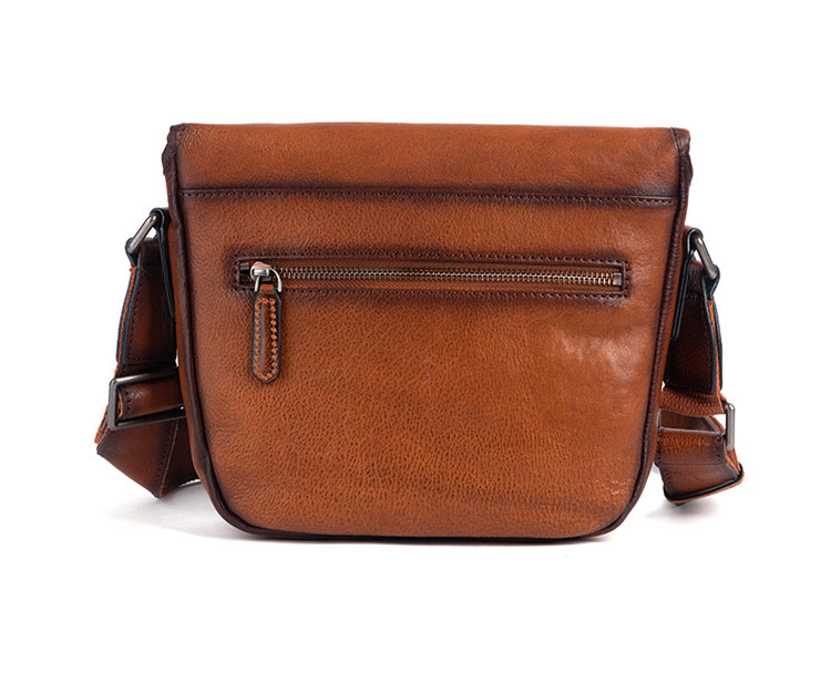 Whatna アンティーク風合い鞣し天然牛革 ショルダーバッグ メンズ  斜め掛けバッグ 2室仕切 本革 レザー小さめ メッセンジャーバッグ 通学 通勤バッグ 軽量 実用 自転車かばん プレゼント男性 黒 ブラウン-3