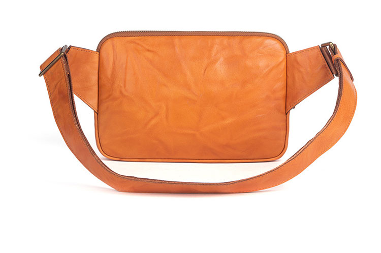 Whatna アンティーク風合い鞣し牛革 ウエストポーチ ウエストバッグ メンズ ミニショルダーバッグ 手作業で作 2室仕切 男女兼用 本革 斜めがけ ボディバッグ ワンショルダー バッグ 軽量黒ブラウン-2