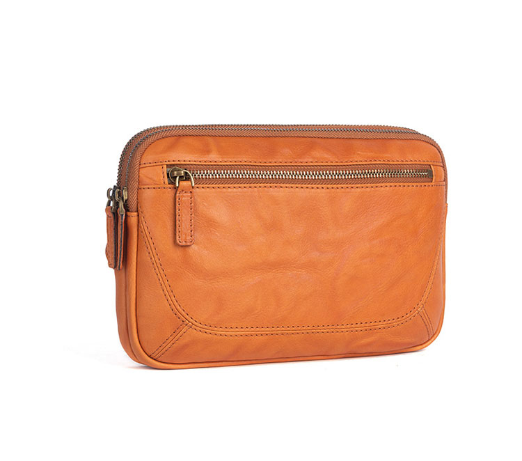 Whatna アンティーク風合い鞣し牛革 ウエストポーチ ウエストバッグ メンズ ミニショルダーバッグ 手作業で作 2室仕切 男女兼用 本革 斜めがけ ボディバッグ ワンショルダー バッグ 軽量黒ブラウン-1