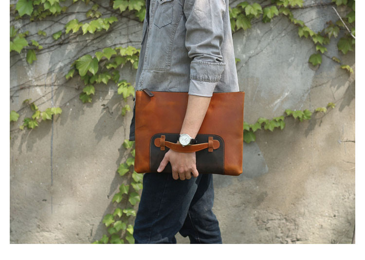 Whatna 天然 牛革 セカンドバッグ メンズ クラッチ バッグ 大さファイルバッグ 封筒袋 A4サイズ 15.6インチ ipadpro収納可 結婚式バッグ カジュアルフォーマル ビジネス 冠婚葬祭 バッグ 男性用 紳士用 ブラウン 2085-9