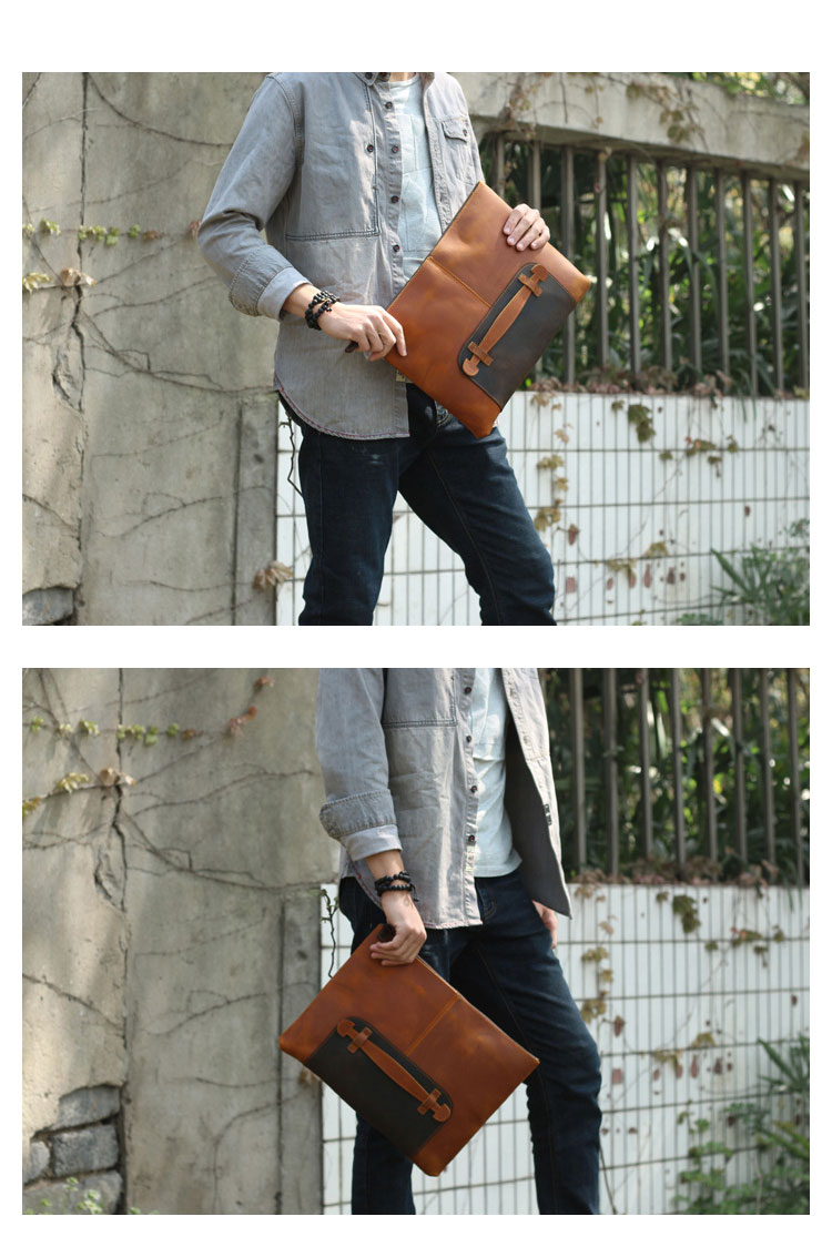 Whatna 天然 牛革 セカンドバッグ メンズ クラッチ バッグ 大さファイルバッグ 封筒袋 A4サイズ 15.6インチ ipadpro収納可 結婚式バッグ カジュアルフォーマル ビジネス 冠婚葬祭 バッグ 男性用 紳士用 ブラウン 2085-8