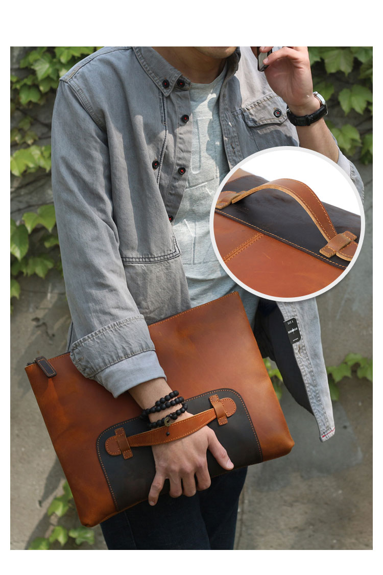 Whatna 天然 牛革 セカンドバッグ メンズ クラッチ バッグ 大さファイルバッグ 封筒袋 A4サイズ 15.6インチ ipadpro収納可 結婚式バッグ カジュアルフォーマル ビジネス 冠婚葬祭 バッグ 男性用 紳士用 ブラウン 2085-7