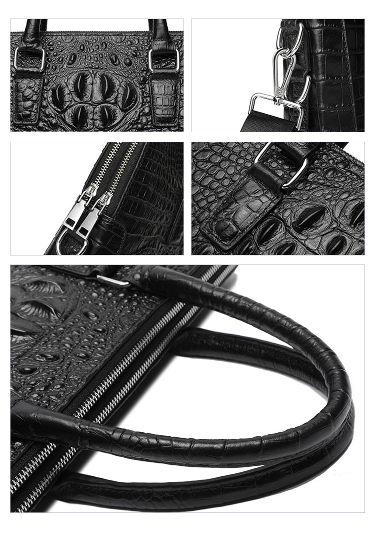 Whatna 牛革 クロコダイル型押し ビジネス バッグメンズ 2way ショルダー 手提げバッグ 2室仕切 リーフケース 14インチPC対応 旅行 出張 通勤 通学 就活 面接 バッグ かばん 男性用 WA60-5-4