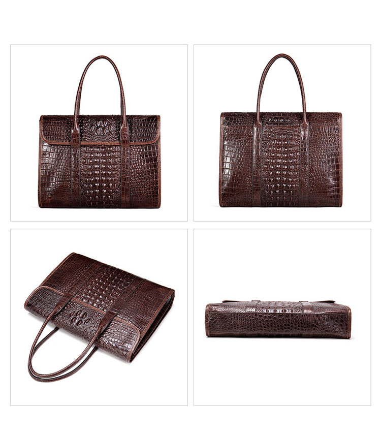 Whatna 牛革 クロコダイル型押し ビジネス バッグメンズ  手提げバッグ 4枚カード収納3本入ペンホルダー付 ブリーフケース 15.6インチPC対応 旅行 出張 通勤 通学 就活 面接 バッグ かばん 男性用 7432-2