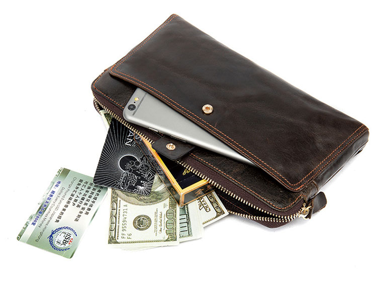 Whatna 2way 天然 牛革 ミニセカンドバッグ メンズ クラッチ バッグ小きめ カード6枚収納可 本革 防水 耐磨耗 結婚式 披露宴 バッグ カジュアルフォーマル ビジネス 冠婚葬祭 バッグ 男性用 紳士用 ブラウン9041-6