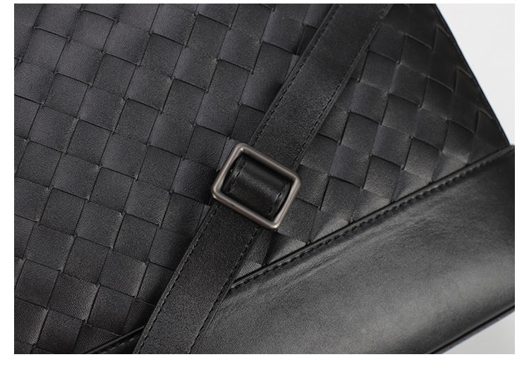 Whatna 手作り編み込み ビジネスバッグメンズ 2WAY 手提げ ショルダー バッグ 厚手 レザー 本 革 A4 15インチ PC収納可 大容量 旅行出 張用 通勤 通学 就活 面接 バッグ かばん 男性用 黒(9503)-7