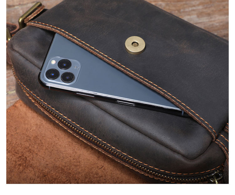 Whatna 天然 牛革 ミニショルダーバッグ メンズ メッセンジャーバッグ小さめ ビジネスバッグ 横型 本革 通勤 通学 斜めがけバッグ オシャレ な シンプル な 軽量 実用 自転車 かばん男性用 ブラウン-8