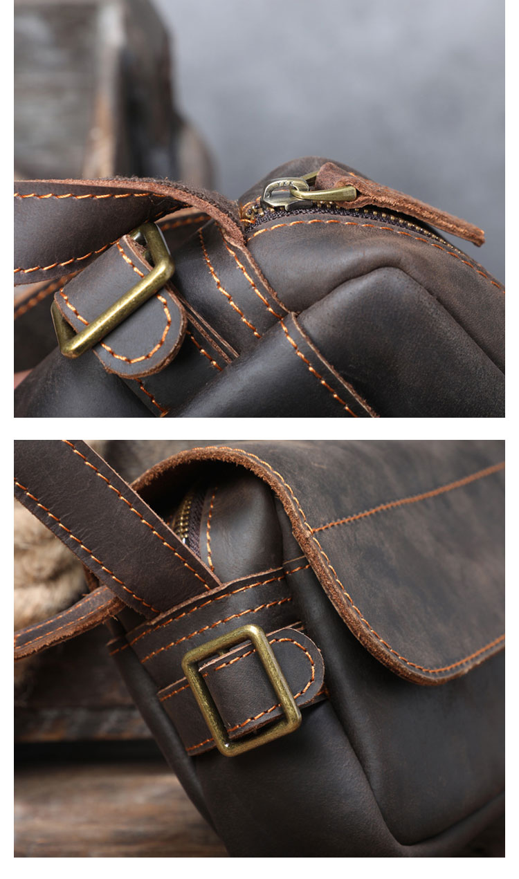 Whatna 天然 牛革 ミニショルダーバッグ メンズ メッセンジャーバッグ小さめ ビジネスバッグ 横型 本革 通勤 通学 斜めがけバッグ オシャレ な シンプル な 軽量 実用 自転車 かばん男性用 ブラウン-11