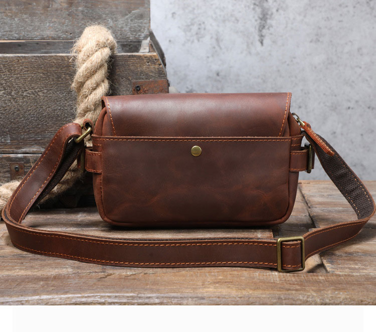 Whatna 天然 牛革 ミニショルダーバッグ メンズ メッセンジャーバッグ小さめ ビジネスバッグ 横型 本革 通勤 通学 斜めがけバッグ オシャレ な シンプル な 軽量 実用 自転車 かばん男性用 ブラウン-4