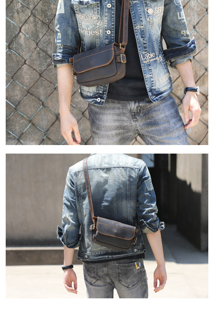 Whatna 天然 牛革 ミニショルダーバッグ メンズ メッセンジャーバッグ小さめ ビジネスバッグ 横型 本革 通勤 通学 斜めがけバッグ オシャレ な シンプル な 軽量 実用 自転車 かばん男性用 ブラウン-13