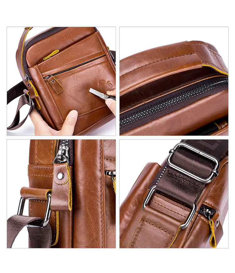 Whatna 天然 牛革 ショルダーバッグ メンズ 2way 斜め掛け 手提げバッグ セカンドバッグ Ipad9.7収納可 縦型 小さめ メッセンジャーバッグ 通学 通勤 肩掛け バッグ 自転車かばん プレゼント男性 91328-7