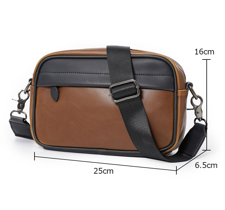 Whatna ミニショルダーバッグ メンズ ポシェット 横型 ショルダーミニポーチ 革 軽量 小型 人気型 耐久性 小さめメッセンジャーバッグ斜め掛け ビジネス 通学 通勤鞄 軽量 実用 自転車 かばん男性用 黒 (K8258)-1