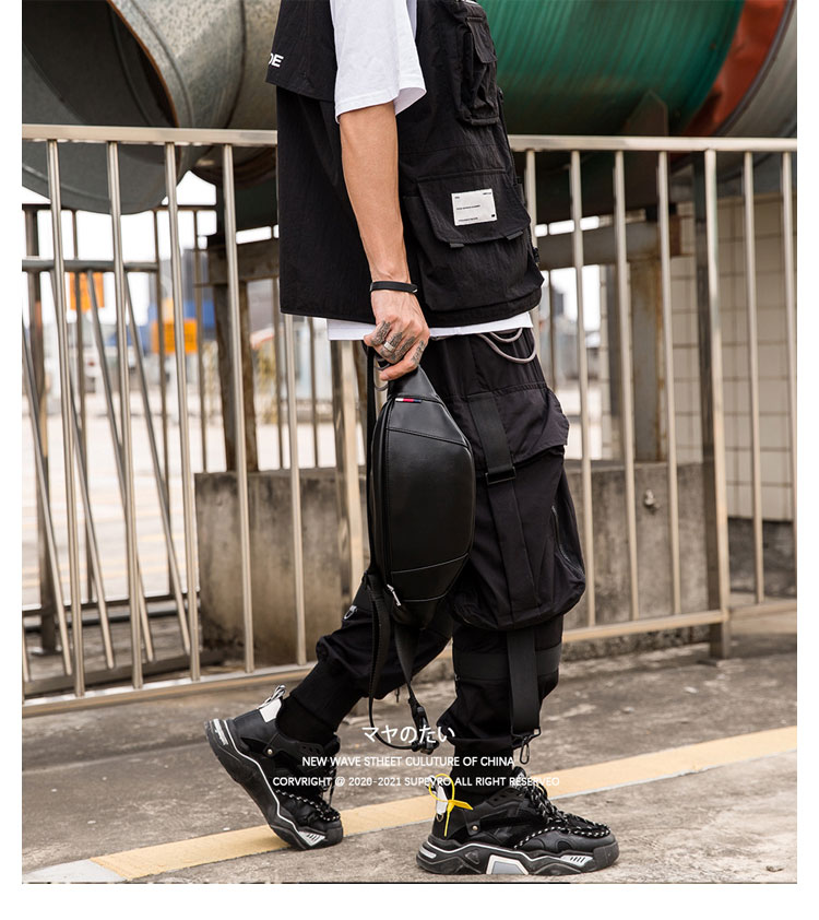 Whatna 3way 革 ボディバッグ・ワンショルダーバッグ メンズ ウエストポーチ 本 革 厚手 レザー 斜め掛けバッグ スポーツバッグ 撥水 皮 バッグ 自転車 カジュアル 遠足 旅行 通勤 通学 黒 4904-7