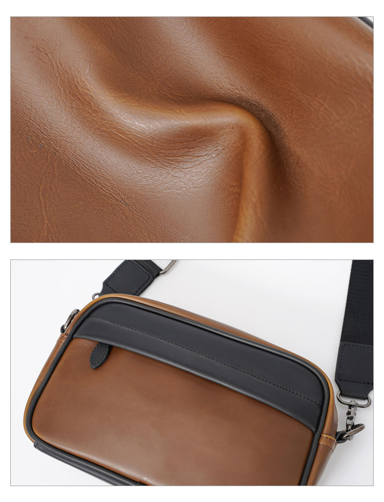 Whatna ミニショルダーバッグ メンズ ポシェット 横型 ショルダーミニポーチ 革 軽量 小型 人気型 耐久性 小さめメッセンジャーバッグ斜め掛け ビジネス 通学 通勤鞄 軽量 実用 自転車 かばん男性用 黒 (K8258)-6