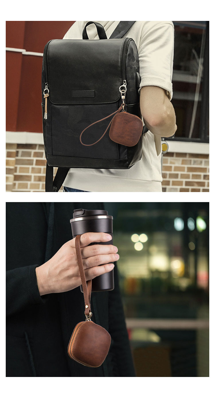 Whatna 天然  牛革 小銭入れ レディース コインケース ミニ財布 カード入れ キーホルダー ミニジュエリーボックス イヤホン収納ケース 可愛い おしゃれ  ハンドストラップ付 本 革 防 水 お家はもちろん、旅行、出張持ち運び便利な K058-8