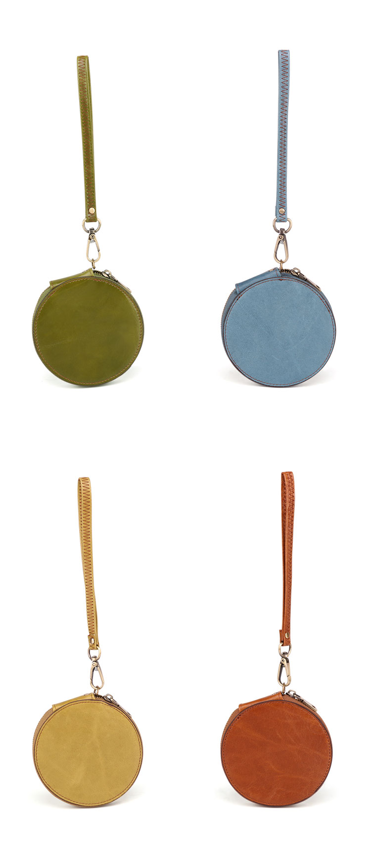 Whatna 天然  牛革 小銭入れ レディース コインケース ミニ財布 カード入れ キーホルダー ミニジュエリーボックス イヤホン収納ケース 可愛い おしゃれ  ハンドストラップ付 本 革 防 水 お家はもちろん、旅行、出張持ち運び便利な K058-2