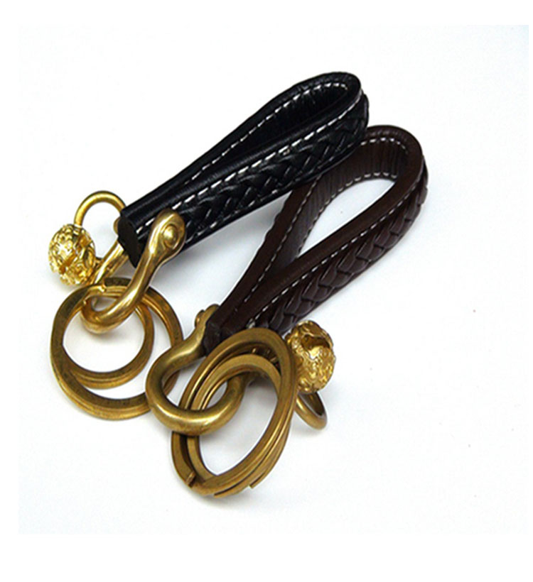 Whatna 手作り編み込み PU革 キーホルダー・チェーン メンズ レディース H-07-02-3