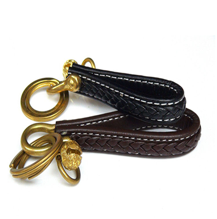 Whatna 手作り編み込み PU革 キーホルダー・チェーン メンズ レディース H-07-02-4