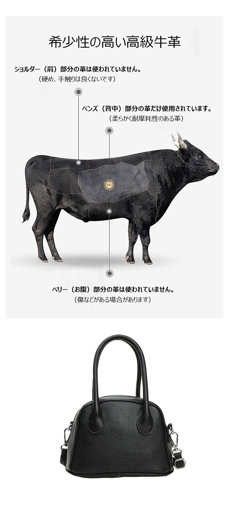 Whatna 天然 牛革 ミニショルダーバッグ レディース 2way 斜め掛け 手提げバッグ ショルダーベルト付属 厚手レザー本革 横 型 小さめ メッセンジャーバッグ 通学 通勤バッグ 軽量 実用 プレゼント女性 黒（1315）-10