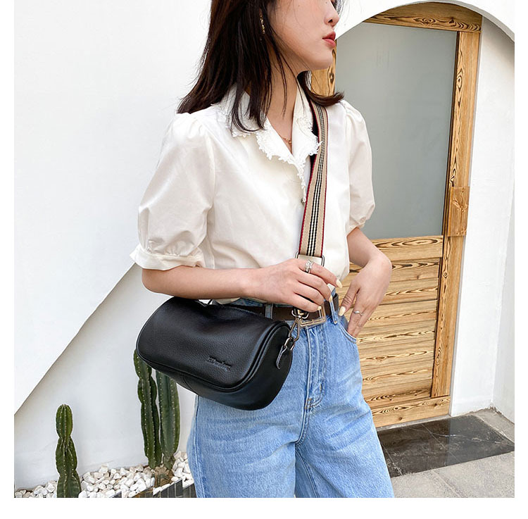 Whatna 天然 牛革 ショルダーバッグ レディース メッセンジャーバッグ小さめ ビジネスバッグ ipad Mini収納可 横型 本革 通勤 通学 斜めがけバッグ オシャレ な シンプル な 軽量 実用 自転車 かばん女性用 黒-5