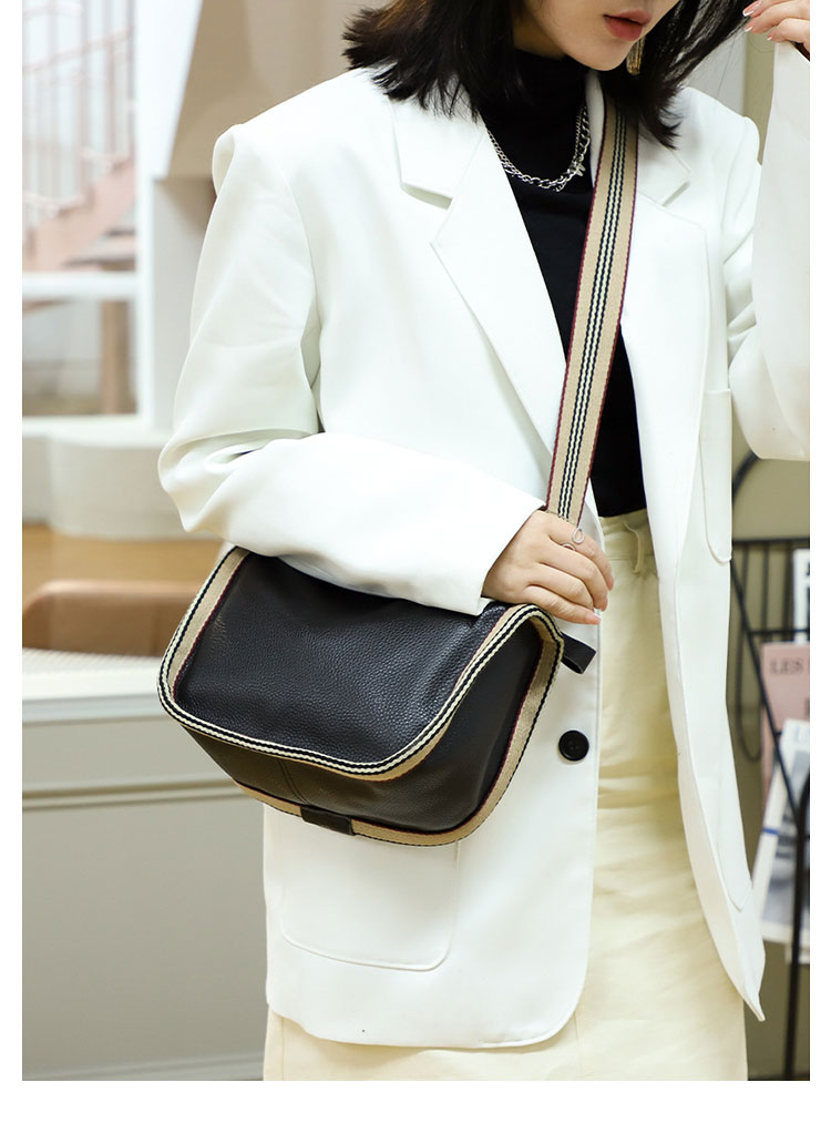 Whatna 天然 牛革 ショルダーバッグ レディース メッセンジャーバッグ小さめ ビジネスバッグ ipad Mini収納可 横型 本革 通勤 通学 斜めがけバッグ オシャレ な シンプル な 軽量 実用 自転車 かばん女性用 黒-8