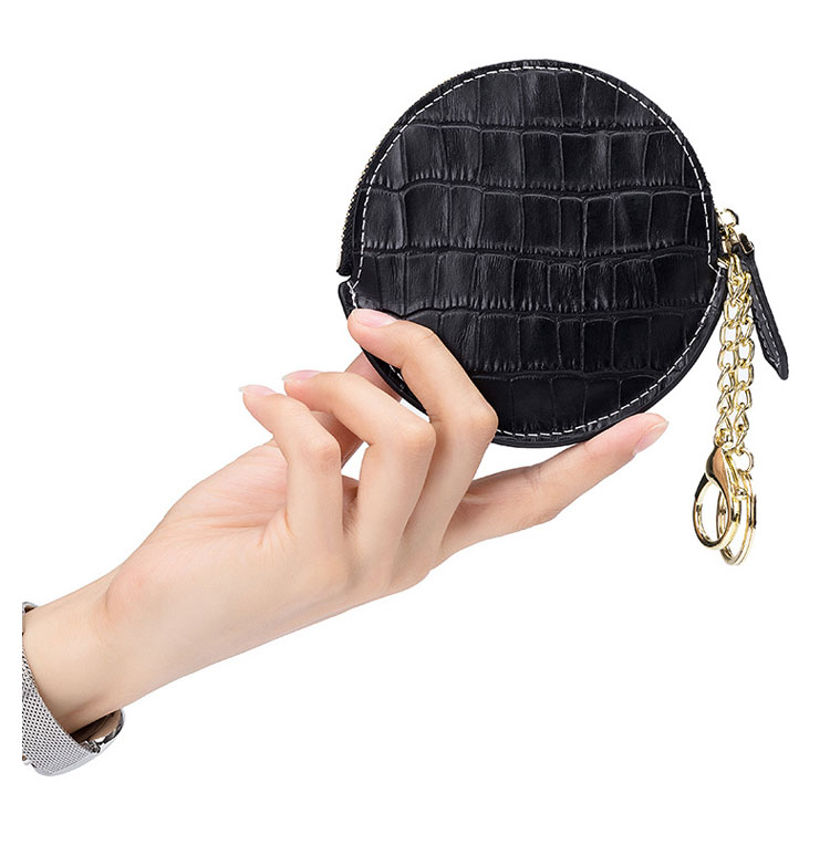 Whatna クロコダイル型押し 天 然  牛革 小銭入れ レディース コインケース ミニ財布 カード入れ キーホルダー ミニジュエリーボックス  可愛い おしゃれ 本 革 防 水 お家はもちろん、旅行、出張持ち運び便利な CL-C31-7