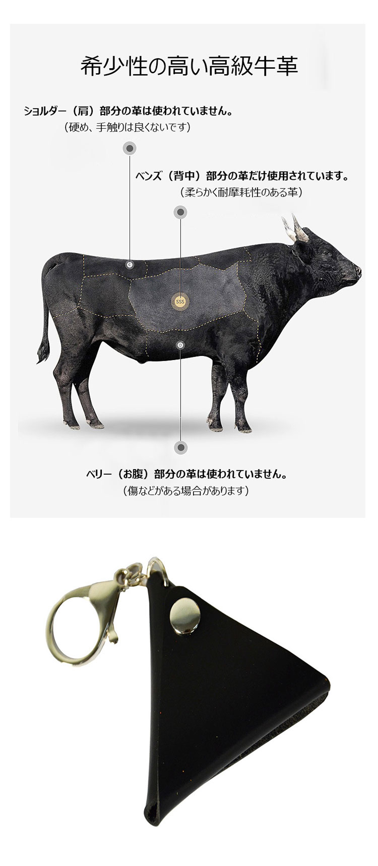 Whatna 天然 厚 手 牛革 小銭入れ コインケース メンズ レディース キーチェーン付き キーホルダー・チェーン  H-11-22-01-01-5