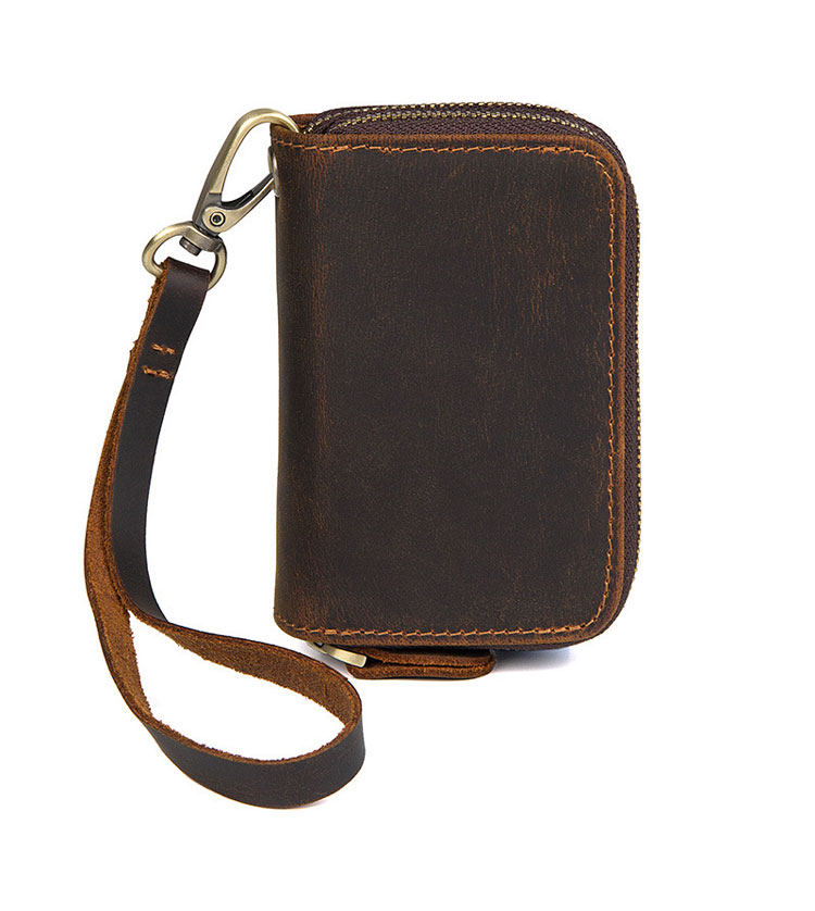 Whatna 天然 厚 手 牛革 6連 キーケース メンズ 小銭入れ カード入れ 札入れ ハンドストラップ 付 本革 プレゼント 8185R-2