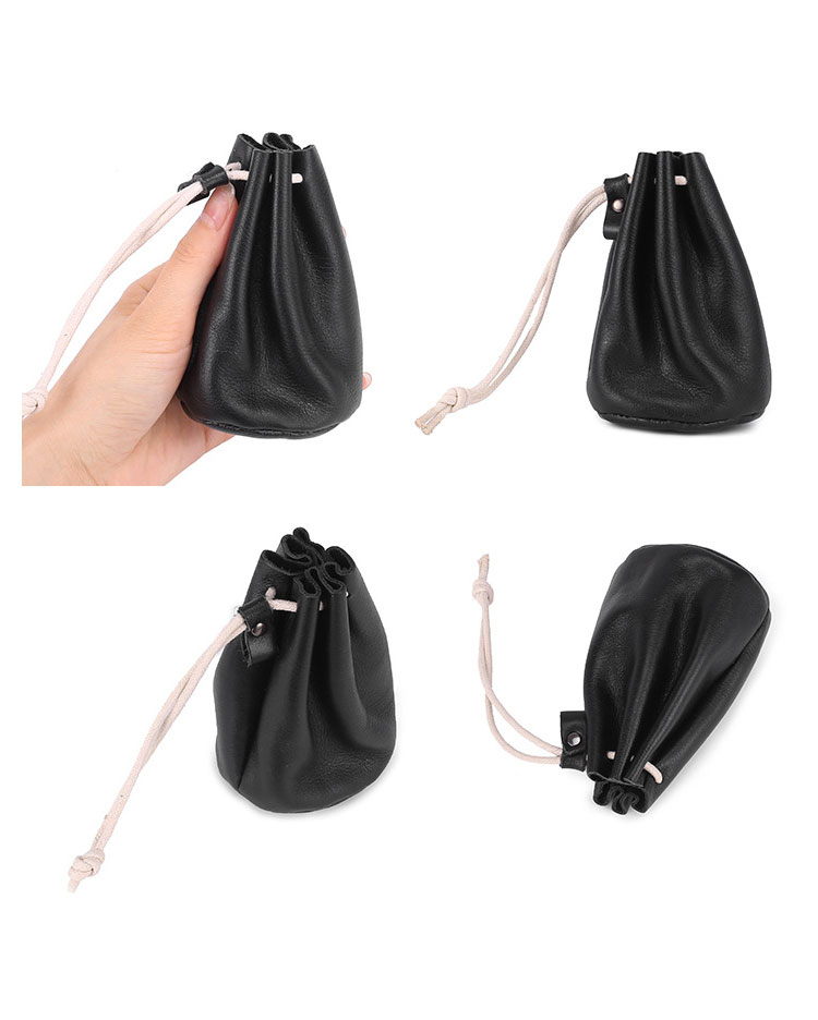 Whatna 天然 厚 手 牛革 小銭入れ  コインケース  レディース 巾着袋  ミニジュエリーボック イヤホン収納ケース 本 革 防 水 お家はもちろん、旅行、出張持ち運び便利な CL-1019-2