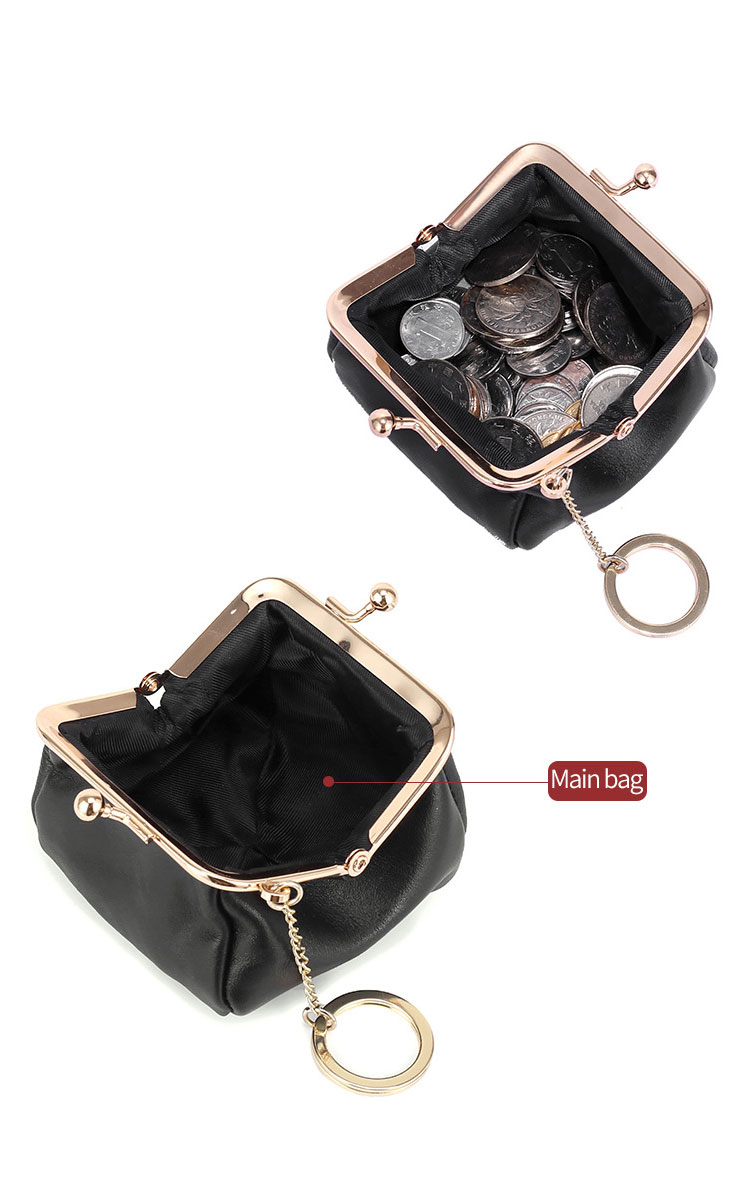 Whatna 天然 厚手 牛革 小銭入れ コインケース レディース チェーン付きキーリング CL-8248-5