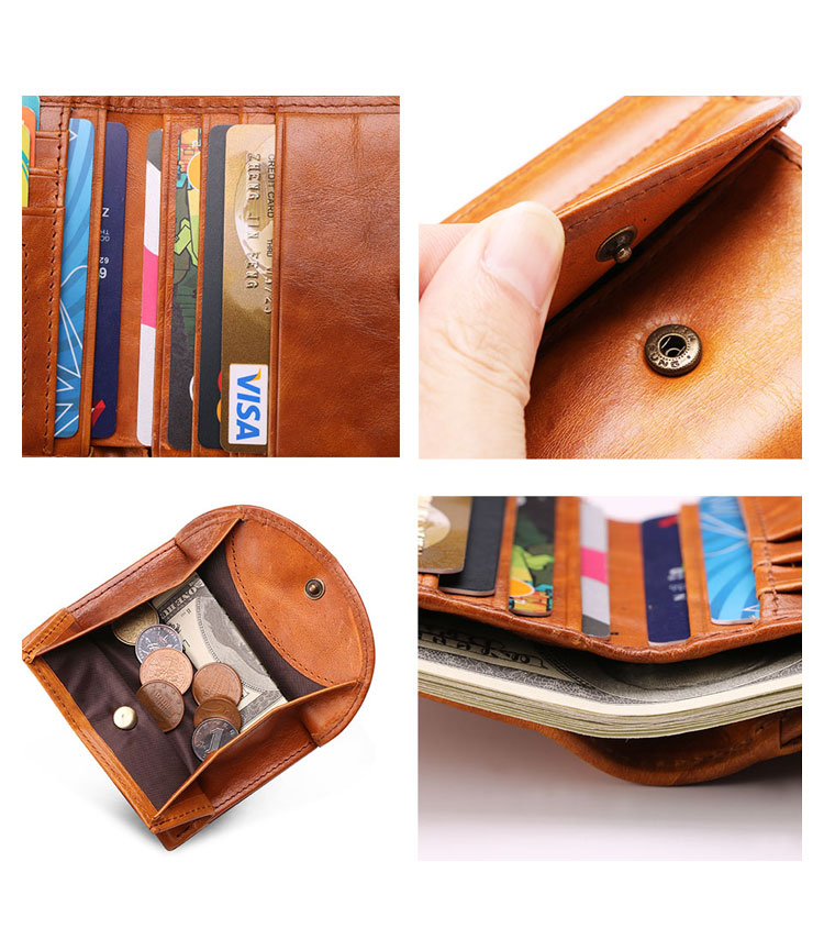 Whatna 天然 厚 手 牛革 小銭入れ コインケース メンズ レディース 二折 薄い財布  短財布 ミニ財布 お札入れ カード入れ カード9枚 収納可 K061-7