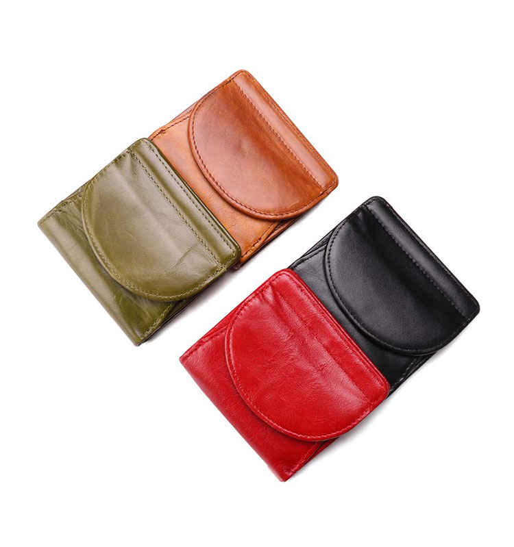 Whatna 天然 厚 手 牛革 小銭入れ コインケース メンズ レディース 二折 薄い財布  短財布 ミニ財布 お札入れ カード入れ カード9枚 収納可 K061-1