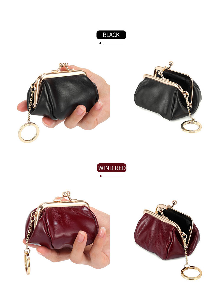 Whatna 天然 厚手 牛革 小銭入れ コインケース レディース チェーン付きキーリング CL-8248-3