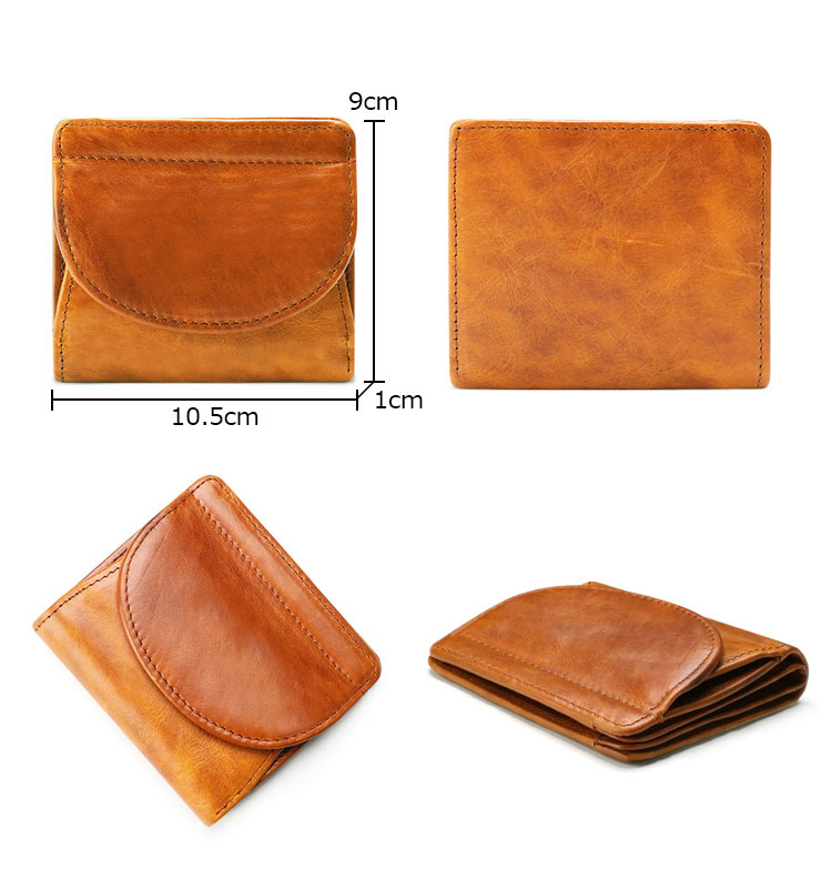 Whatna 天然 厚 手 牛革 小銭入れ コインケース メンズ レディース 二折 薄い財布  短財布 ミニ財布 お札入れ カード入れ カード9枚 収納可 K061-2