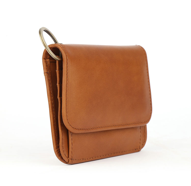 Whatna 牛革 小銭入れ コインケース メンズ レディース お札入 れカード入れ 5枚収納可RFID 三折 薄い財布 短財布 ミニ財布 キーリング付 K136-3