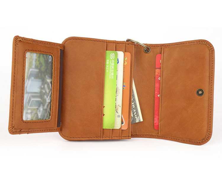 Whatna 牛革 小銭入れ コインケース メンズ レディース お札入 れカード入れ 5枚収納可RFID 三折 薄い財布 短財布 ミニ財布 キーリング付 K136-6