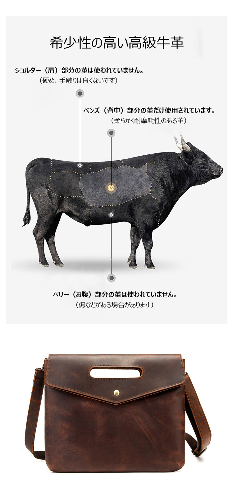 Whatna 2way 天然 牛 革 セカンド バッグ メンズ レディース