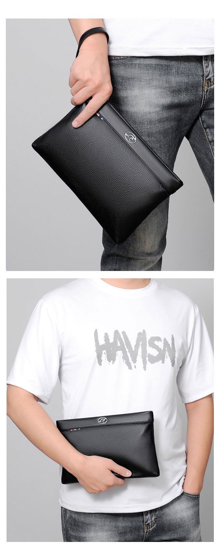 Whatna 2way 天然 牛革 セカンドバッグ メンズ バッグ クラッチ バッグ 本革 厚手 レザー B5カード8 枚収納可 小銭入れ 札入れ手持ちバッグ 結婚式 バッグ フォーマル ビジネス 冠婚葬祭 バッグ 男性用 紳士用 黒 G6660-9