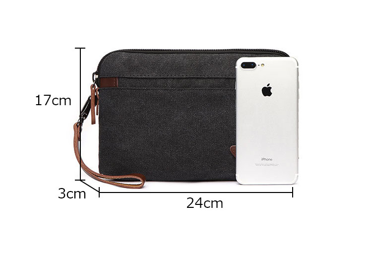 Whatna 厚 手 帆布xレザー セカンドバッグ メンズ クラッチ バッグ 小さい 化粧かば カジュアル フォーマル 冠婚葬祭 結婚式 バッグ 手持ち バッグ 小鞄 紳士用 男性用 ポーチ バッグ 6115-2