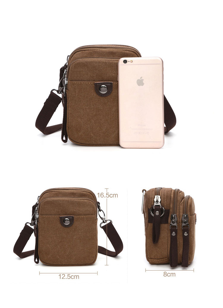 Whatna 帆布 ミニショルダーバッグ メンズ ポシェット4way斜め掛け ミニ サコッシュ カラビナポーチ ベルトループ ポーチ ミニ ウエストバッグ カラビナ付き ショルダーベルト付 キャンバス 通学 通勤 ミニバッグ 紳士用 男性用 5017-1